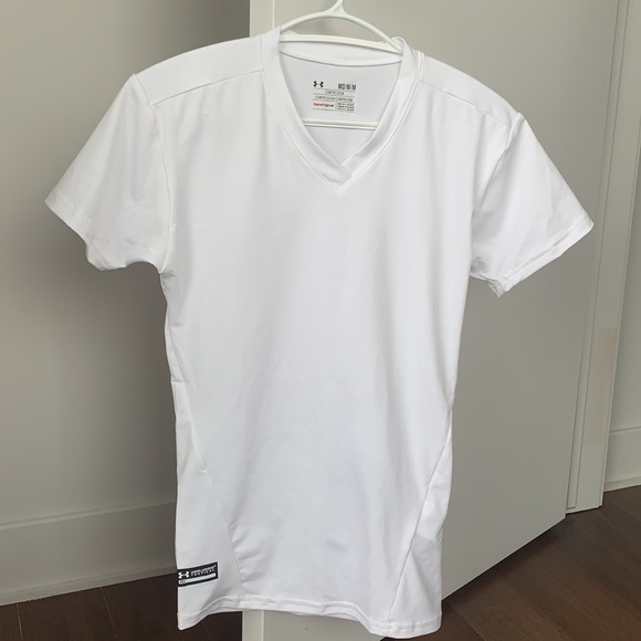 Under armor sport white V-neck stretchy t-shirt - Picture 2 of 4